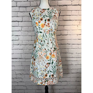Women's Calvin Klein White Floral Sleeveless Mid Length Easter Dress Size 4